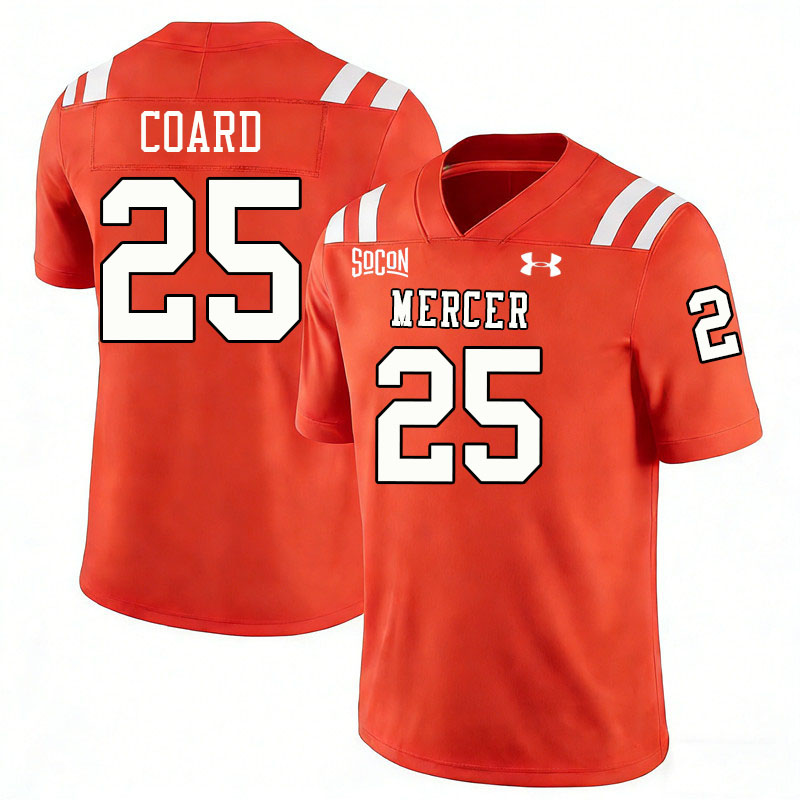Mercer Bears #25 Tyrell Coard College Football Jerseys,Uniforms Stitched-Orange